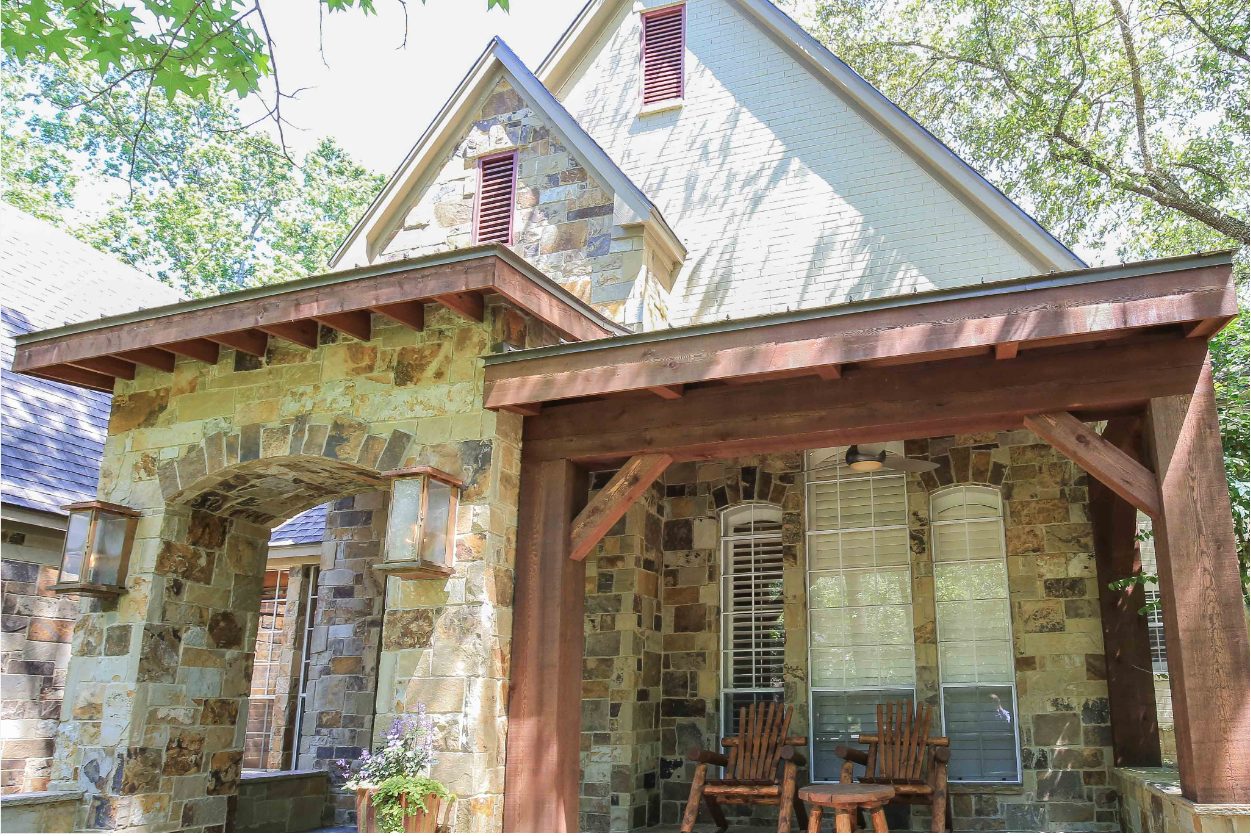 Custom stone and timber home exterior